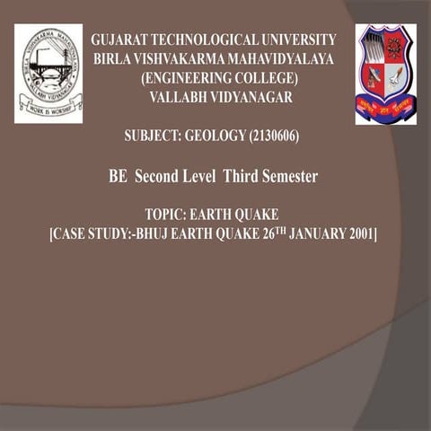 Case Study: Bhuj earth quake 26 th january 2001