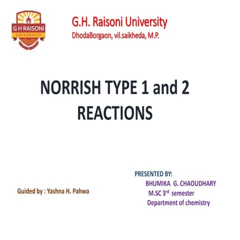 presentation on norrish type 1 and norrish type 2