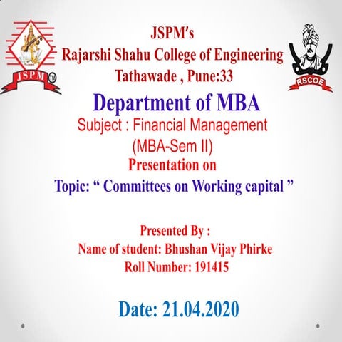 Committes on Working capital