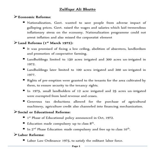 Bhutto reforms