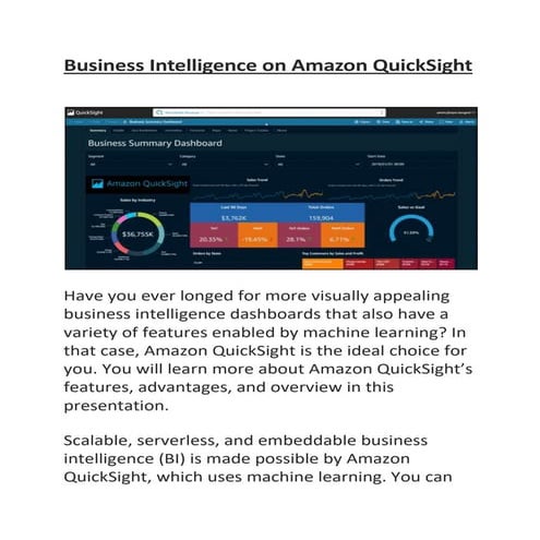 Business Intelligence on Amazon QuickSight