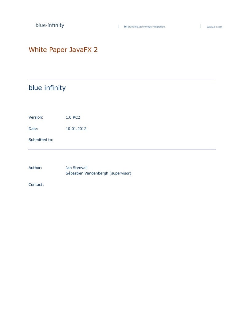 Blue Infinity White Paper On Javafx By Jan Stenvall