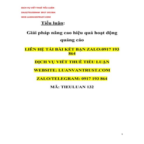 BÀI MẪU tiểu luận về quảng cáo, HAY