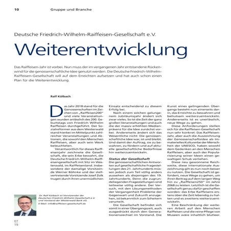 Weiterentwicklung - Deutsche Friedrich-Wilhelm-Raiffeisengesellschaft e.V.