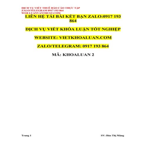 Bài mẫu báo cáo tại ngân hàng đầu tư và phát triển BIDV