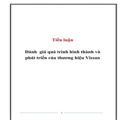 Bài mẫu tiểu luận về công ty Vissan, HAY