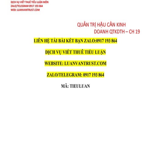 BÀI MẪU TIỂU LUẬN QUẢN TRỊ HẬU CẦN, HAY