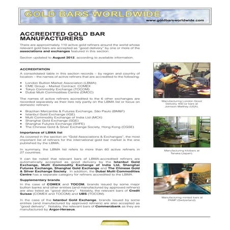 Accredited gold bar manufacturers
