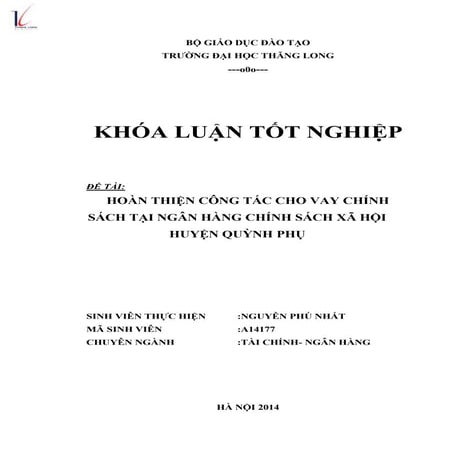 Khóa luận ngành tài chính ngân hàng chính sách xã hội, HAY