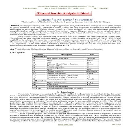 Thermal barrier Analysis in Diesel | PDF