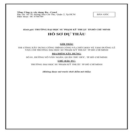 Bìa Hồ Sơ Dự Thầu
