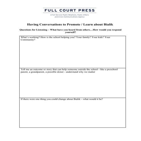 Bialik Ambassador Worksheets