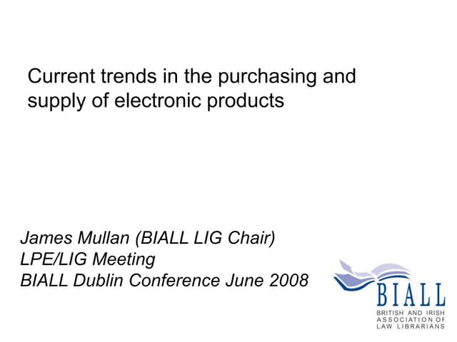 Current trends in the purchasing and supply of electronic products