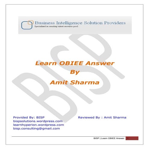 OBIEE publisher with Report creation - Tutorial | DOCX