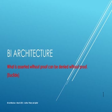 BI architecture presentation and involved models (short)