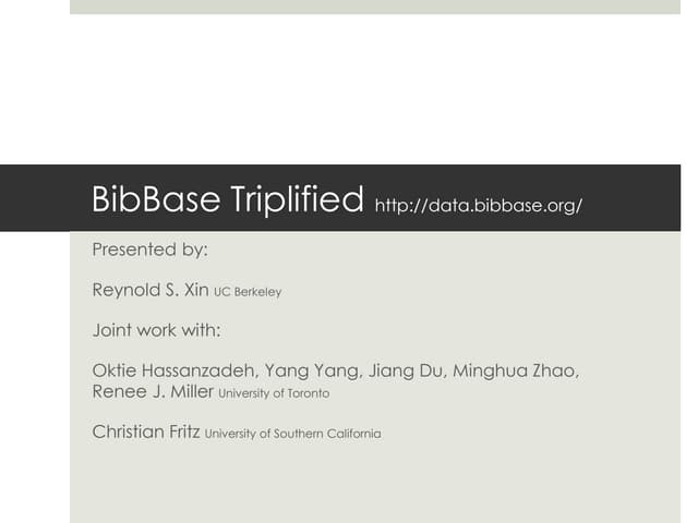 BibBase Linked Data Triplification Challenge 2010 Presentation
