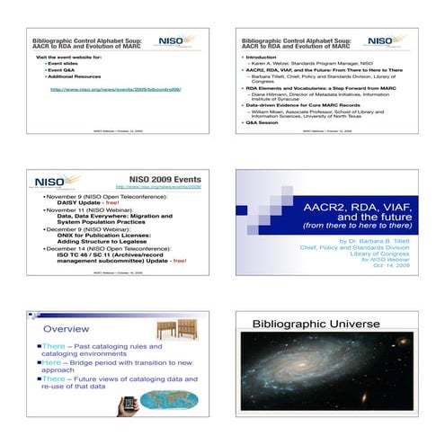 Tillett, Hillmann, and Moen, "Bibliographic Control Alphabet Soup:  AACR to R...