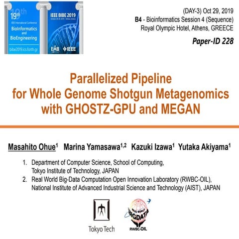 Parallelized pipeline for whole genome shotgun metagenomics with GHOSTZ-GPU a...