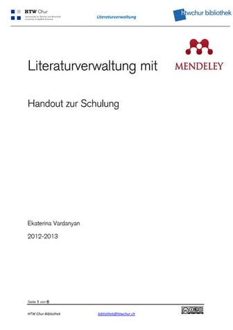 Handout zur Mendeley-Schulung
