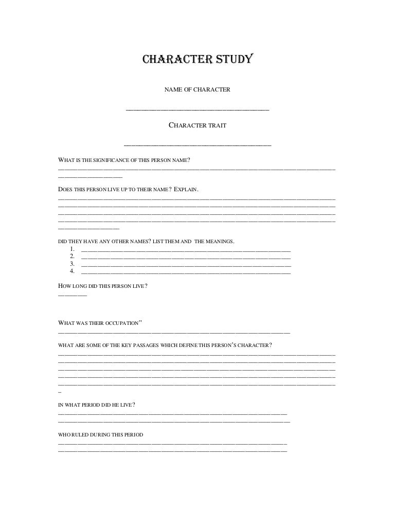 Biblical Character Traits Chart