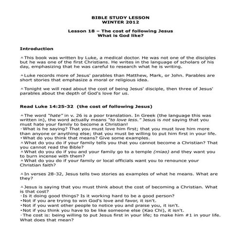 Bible study lesson #18 (winter 2012) | DOC