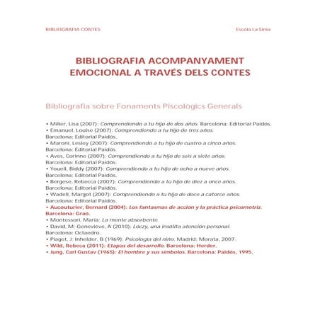 Bibliografia contes escola la sínia