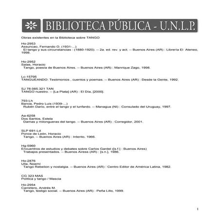 Bibliografia Tango