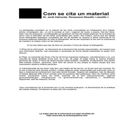 Bibliografia, webgrafia, cita de documents