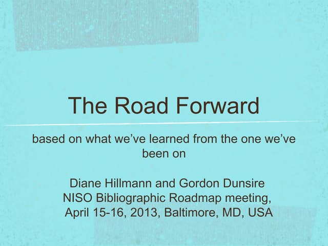 NISO Bibliographic Roadmap Meeting Proposal