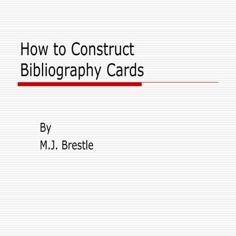Bibliography Cards