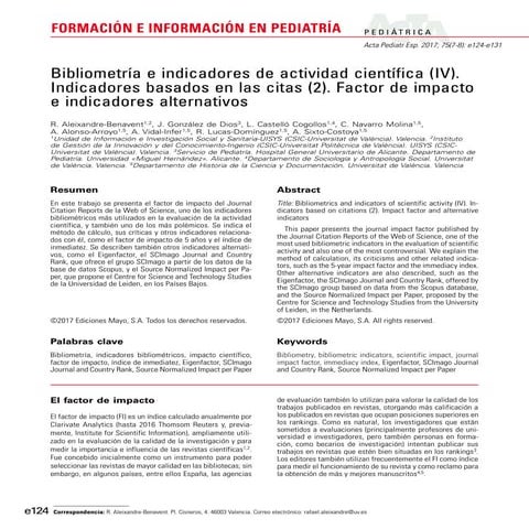 Bibliometría e indicadores de actividad científica (IV) factor de impacto e i...