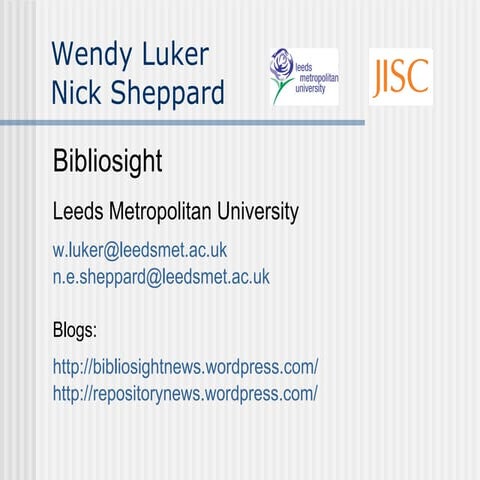 Bibliosight (UKCoRR presentation)