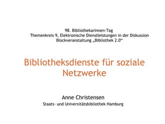 Bibliotheksdienste für soziale Netzwerke