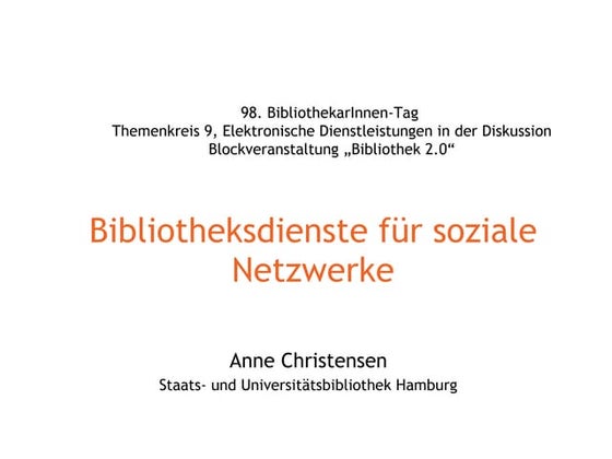 Bibliotheksdienste für soziale Netzwerke