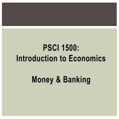Topic 11 - (Add) Money & Banking