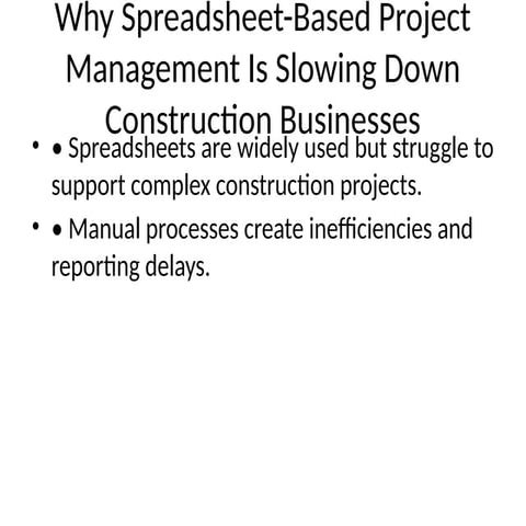 Overcoming Spreadsheet Limitations in Construction Project Management ...