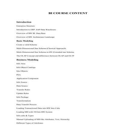 Bi course content