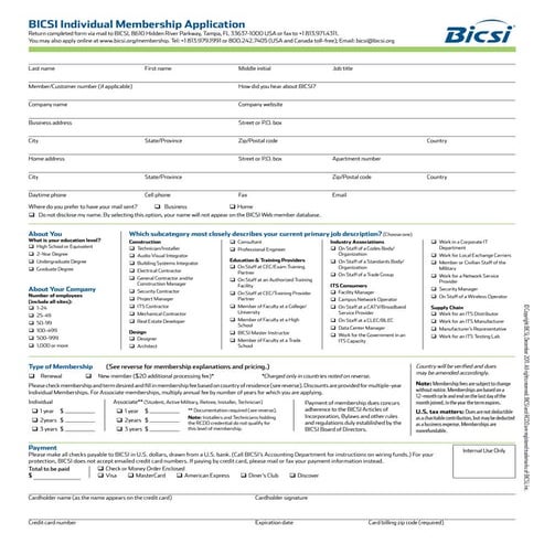 Formulario de Inscripción BICSI ENG