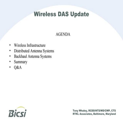 BICSI Wireless DAS Update