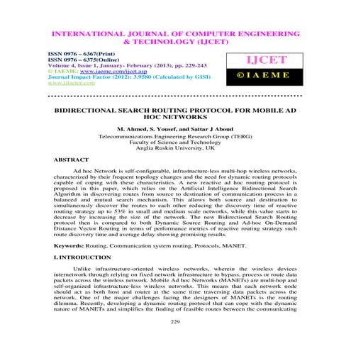 Bidirectional search routing protocol for mobile ad hoc networks