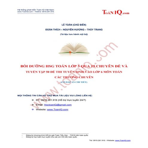BỒI DƯỠNG HSG TOÁN LỚP 5 QUA 15 CHUYÊN ĐỀ VÀ TUYỂN TẬP 50 ĐỀ THI TUYỂN SINH V...