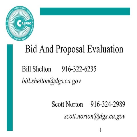 Bid propsl evaluation 