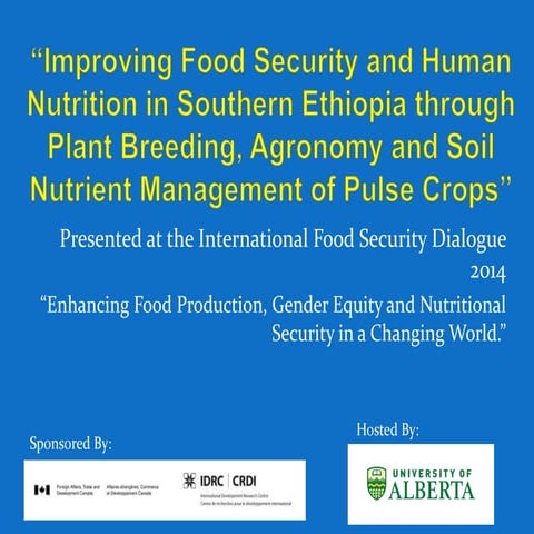 Sustainable Food Production:  Improving Food Security and Human Nutrition in ...