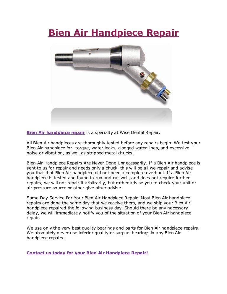 Bien Air handpiece repair