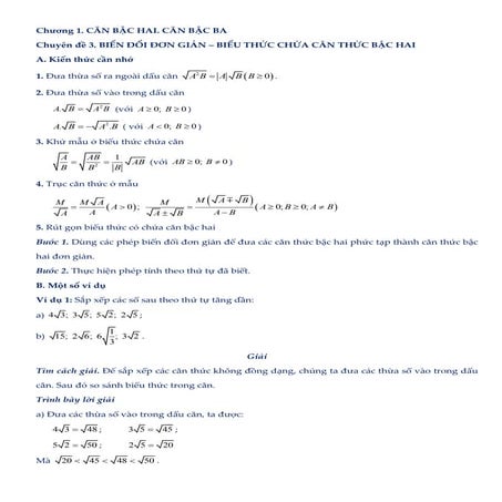 Chuyen de Toan 9 Bien doi don gian bieu thuc chua can