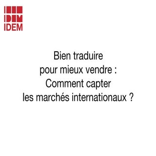 Bien traduire pour mieux vendre