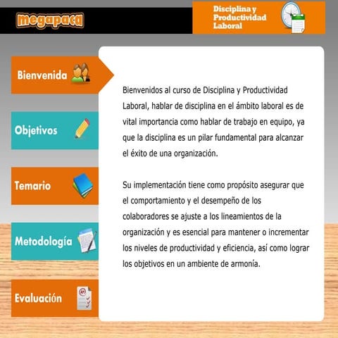 Bienvenida Disciplina Productividad Laboral