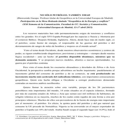 Bienvenido Gazapo: No sólo petróleo, también Yihad