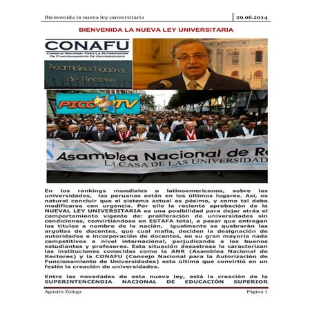 BIENVENIDA LA NUEVA LEY UNIVERSITARIA