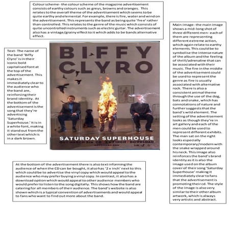 Biffy clyro magazine advertisment analysis